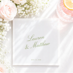 Serviette En Papier Serviettes de mariage écriture verte Citrus Rayure