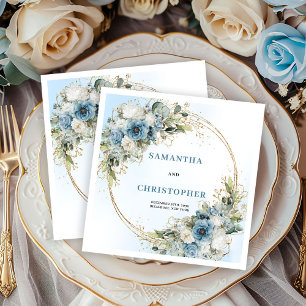 Serviette En Papier Serviettes de mariage élégantes blanches Pivoines 