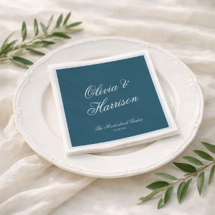 Serviette En Papier Serviettes de mariage élégantes bleu marine