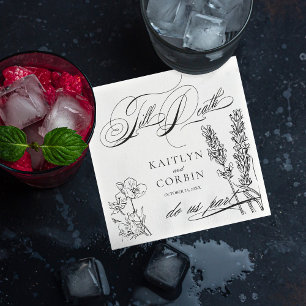 Serviette En Papier Serviettes de mariage élégantes gothiques à fleurs