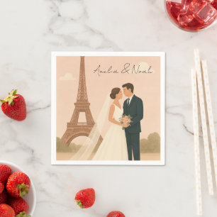 Serviette En Papier Serviettes de mariage élégantes Paris Tour Eiffel 