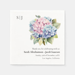 Serviette En Papier Serviettes de mariage élégantes pour hortensias