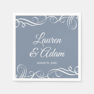 Serviette En Papier Serviettes de mariage Élégants Tourbillons (Bleu P