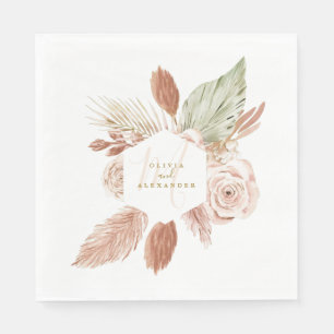 Serviette En Papier Serviettes de mariage en fleurs séchées tropicales