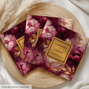 Serviette En Papier Serviettes de Mariage en or Blush Burgundy