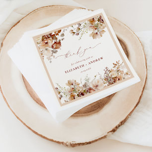 Serviette En Papier Serviettes de mariage Fleurs de jardin Bohème rust