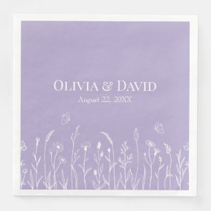 Serviette En Papier Serviettes de mariage Fleurs sauvages et Papillons