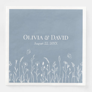 Serviette En Papier Serviettes de mariage Fleurs sauvages et papillons