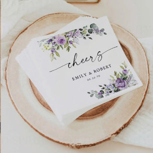 Serviette En Papier Serviettes de mariage Fleurs Violettes Romantiques