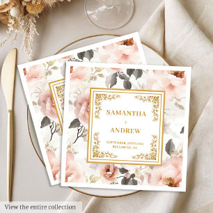 Serviette En Papier Serviettes de mariage florale romantique et intemp
