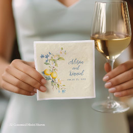 Serviette En Papier Serviettes de mariage florales au citron La Dolce