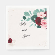Serviettes de mariage florales personnalisées