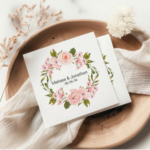Serviette En Papier Serviettes de mariage florales romantiques Roses r