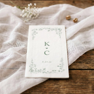 Serviette En Papier Serviettes de mariage florales vert sauge vintage