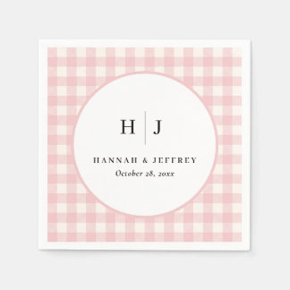 Serviette En Papier Serviettes de mariage Gingham pastel