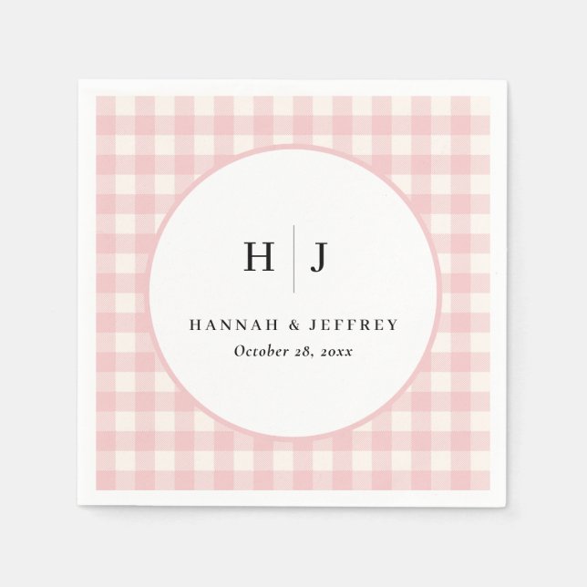 Serviette En Papier Serviettes de mariage Gingham pastel (Devant)