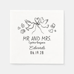 Serviette En Papier Serviettes de Mariage Inséparables à main lunaire