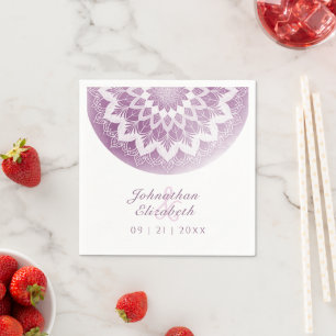 Serviette En Papier Serviettes de mariage mandala en dentelle rose