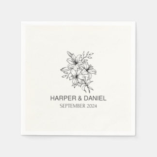 Serviette En Papier Serviettes de mariage minimes modernes