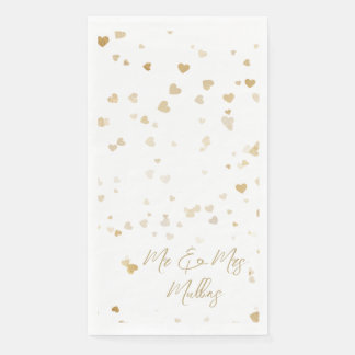 Serviette En Papier Serviettes de mariage « Mr & Mrs » à cœur doré