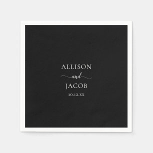 Serviette En Papier Serviettes de mariage noires chic