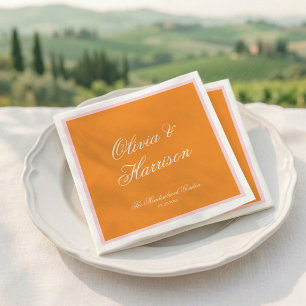 Serviette En Papier Serviettes de mariage orange rose vif Apricot Crus