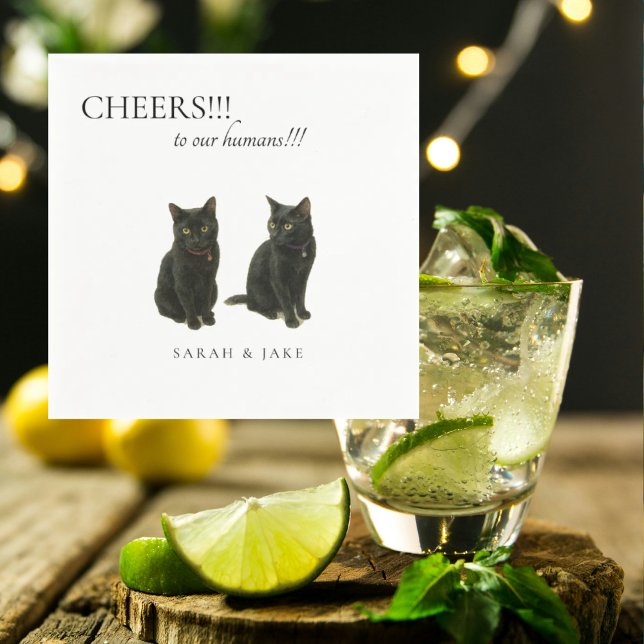 Serviette En Papier Serviettes de mariage personnalisées avec 2 chats  (Créateur téléchargé)