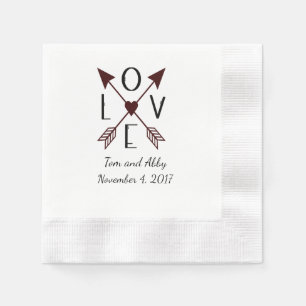 Serviette En Papier Serviettes de mariage personnalisées avec amour et
