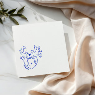 Serviette En Papier Serviettes de mariage personnalisées avec cœur de