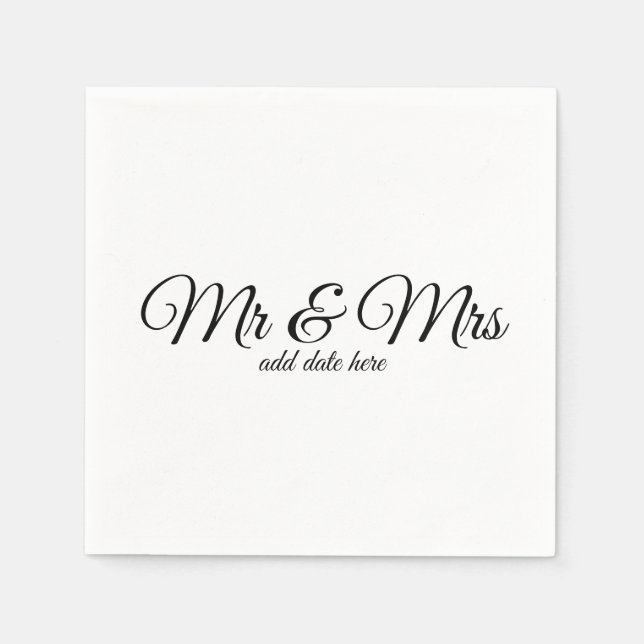 Serviette En Papier Serviettes de mariage personnalisées avec dates (Devant)