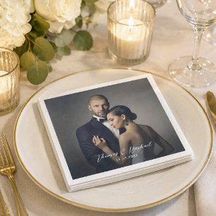 Serviette En Papier Serviettes de mariage personnalisées avec photo de