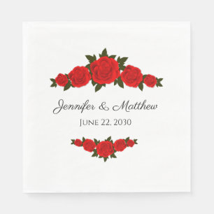 Serviette En Papier Serviettes de mariage personnalisées avec Roses ro