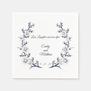 Serviette En Papier Serviettes de mariage personnalisées bleu et blanc