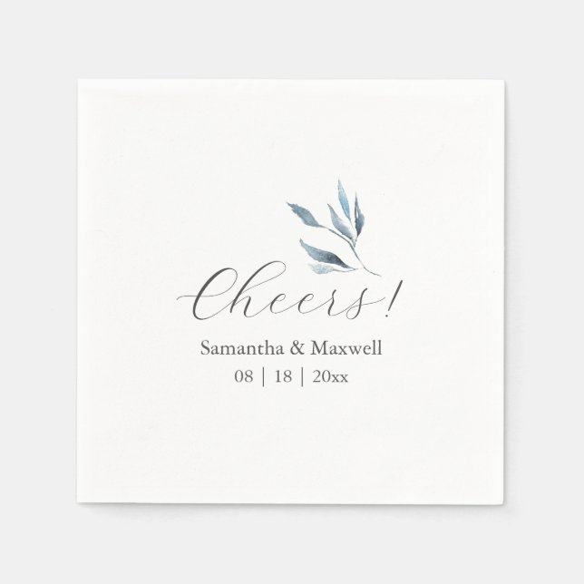 Serviette En Papier Serviettes de mariage personnalisées Dusty Bleu Bo (Devant)