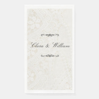 Serviette En Papier Serviettes de mariage personnalisées en dentelle b