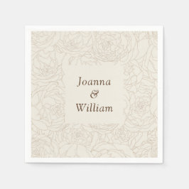 Serviette En Papier Serviettes de mariage personnalisées marron beige