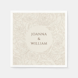 Serviette En Papier Serviettes de mariage personnalisées marron beige