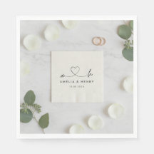 Serviettes de mariage personnalisées : Monogramme,