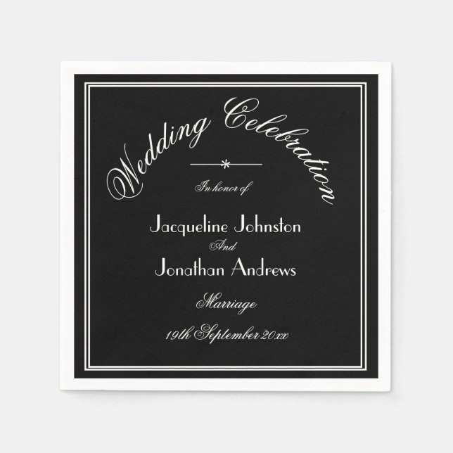 Serviette En Papier Serviettes de mariage personnalisées, simples et n (Devant)