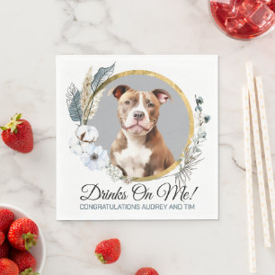 Serviette En Papier Serviettes de mariage Pitbull avec photo de chiens