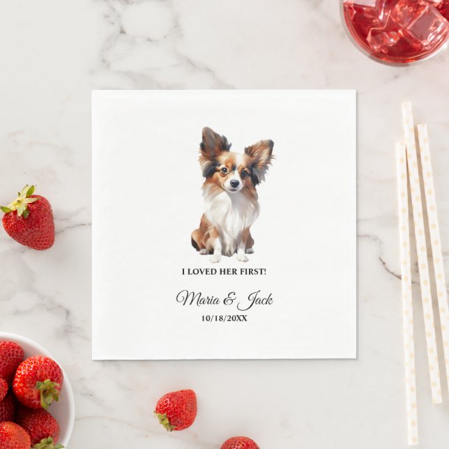 Serviette En Papier Serviettes de mariage pour chien Papillon avec pho (En situation)