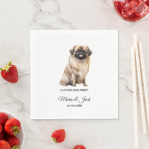 Serviette En Papier Serviettes de mariage pour chien Pékinois avec pho