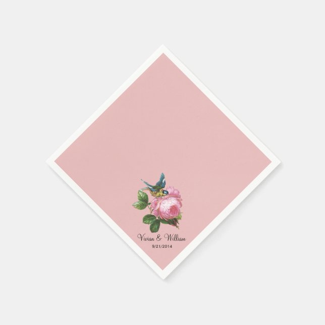 Serviette En Papier Serviettes de Mariage Rose Dusty personnalisées (Coin)
