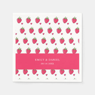 Serviette En Papier Serviettes de mariage rose fantaisiste à la fraise
