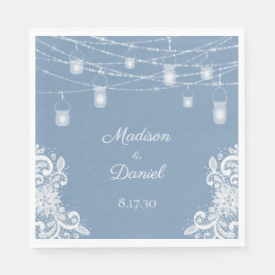 Serviette En Papier Serviettes de mariage Rustique Poussiéreux Bleu Lu