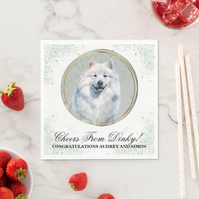 Serviette En Papier Serviettes de mariage Samoyed avec photo de chiens (En situation)