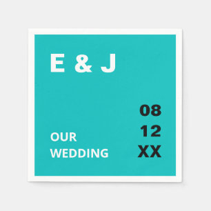 Serviette En Papier Serviettes de mariage turquoise modernes
