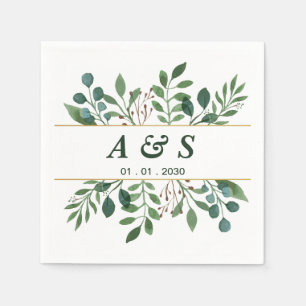 Serviette En Papier Serviettes de Mariage vert blanc