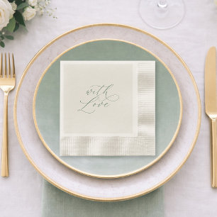 Serviette En Papier Serviettes de mariage vert sauge Avec Amour