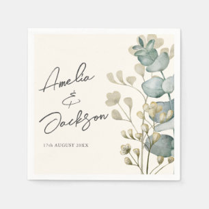 Serviette En Papier Serviettes de mariage vert sauge eucalyptus rustiq